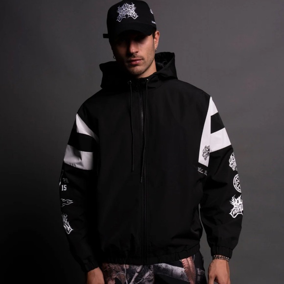 HESH BROLIC UNISEX TRACK JACKET IN BLACK/WHITE - Picture 3 of 12